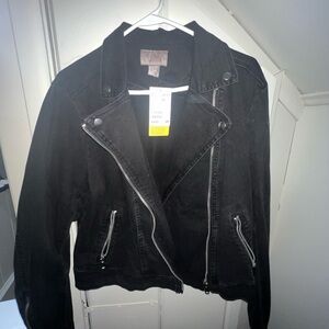 H&M Women's Black Biker Jean Jacket